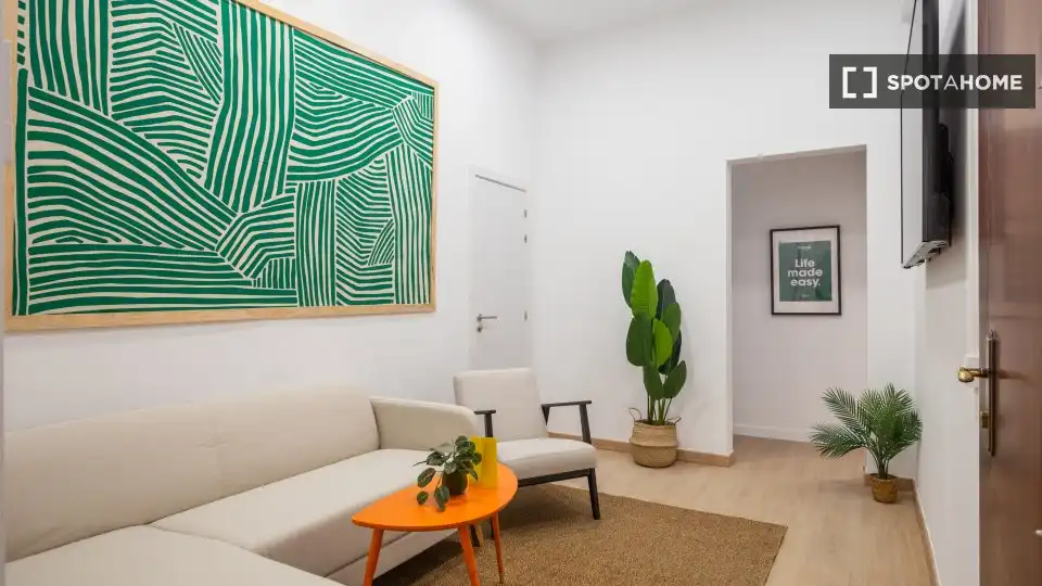 Sala d'estar de Pis per a compartir en Barcelona amb Aire condicionat, Calefacció i Moblat