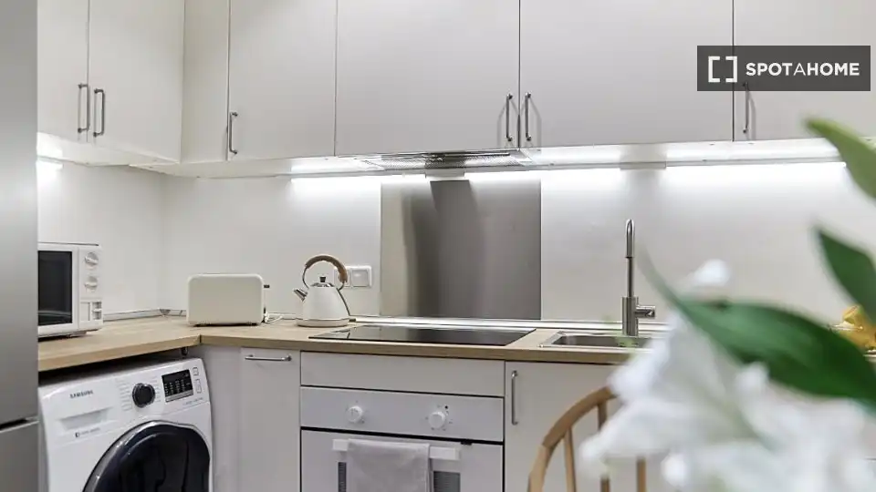 Cuina de Apartament per a compartir en Madrid amb Aire condicionat, Calefacció i Terrassa