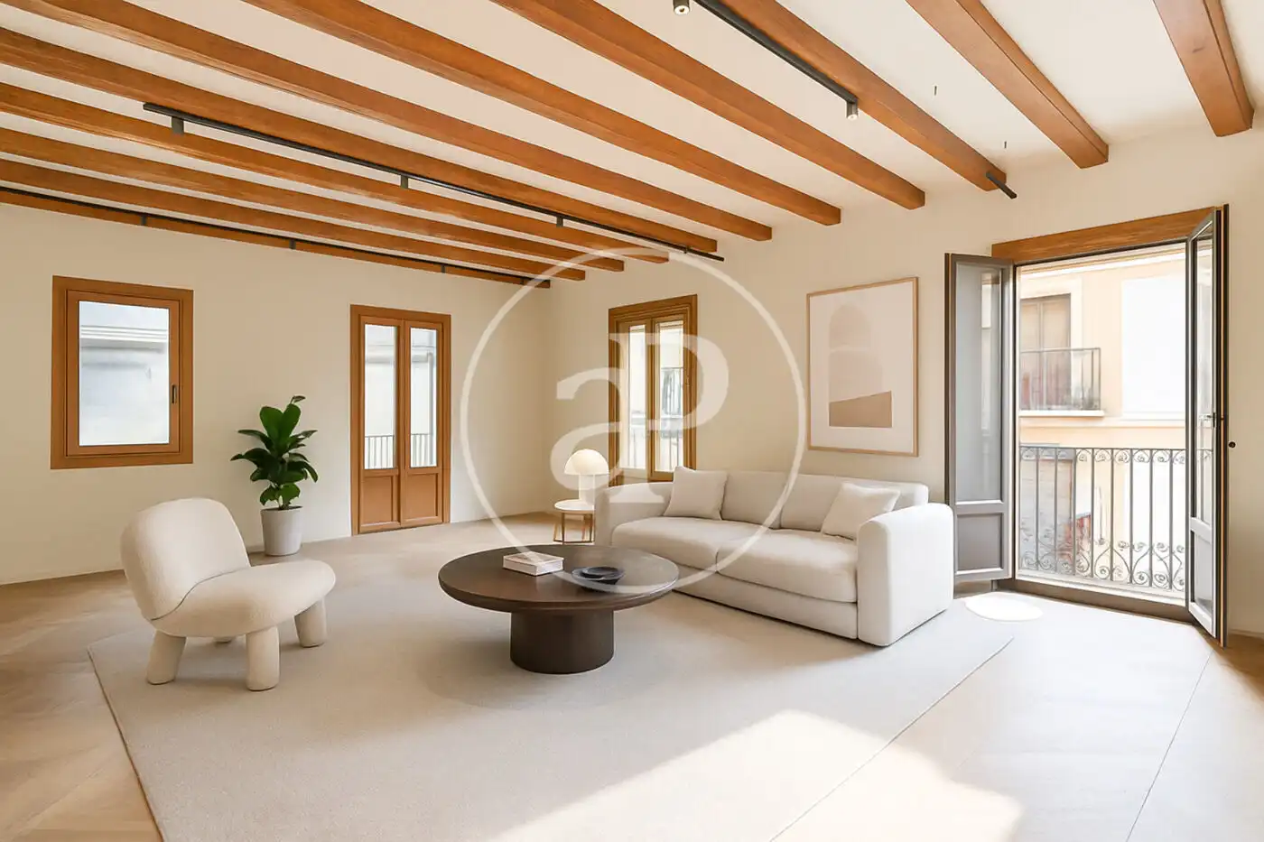 Wohnzimmer von Dachboden zum Verkauf in Barcelona mit Klimaanlage, Heizung und Terrasse