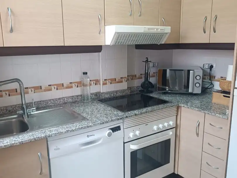Cuina de Àtic de lloguer en Águilas amb Aire condicionat, Calefacció i Jardí privat
