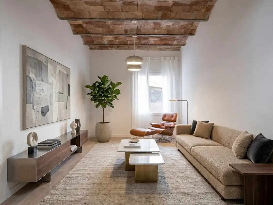 Wohnzimmer von Wohnung zum Verkauf in  Barcelona Capital mit Klimaanlage