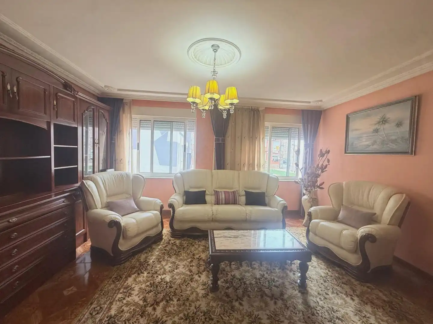 Living room of Flat for sale in Avilés  with Private garden, Parquet flooring and Furnished