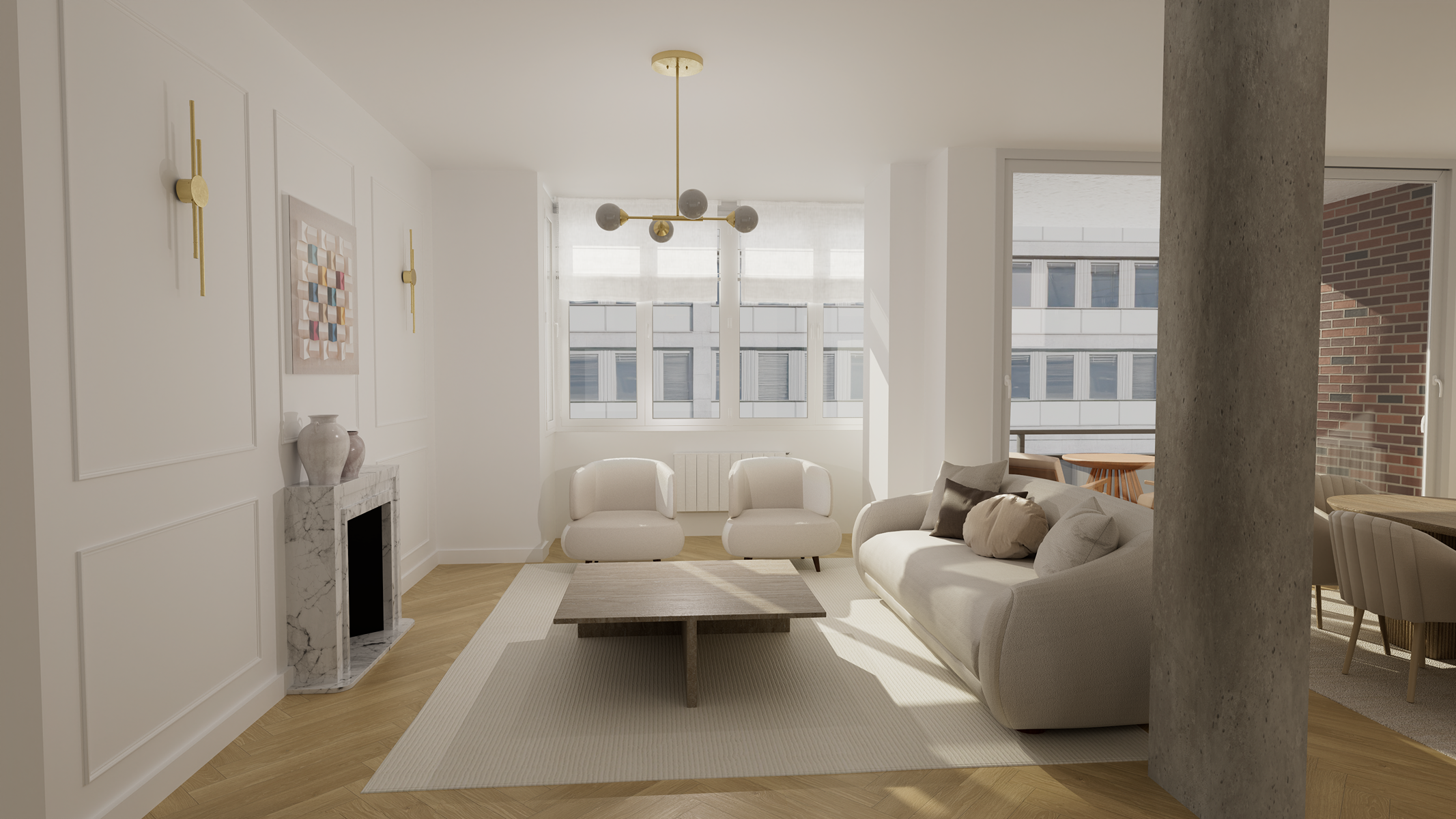 Sala d'estar de Apartament en venda en  Madrid Capital amb Aire condicionat, Calefacció i Terrassa