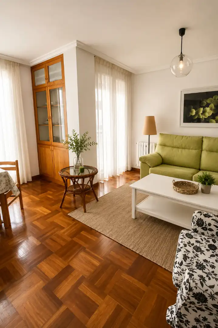 Sala d'estar de Pis de lloguer en Santander amb Calefacció, Terrassa i Moblat