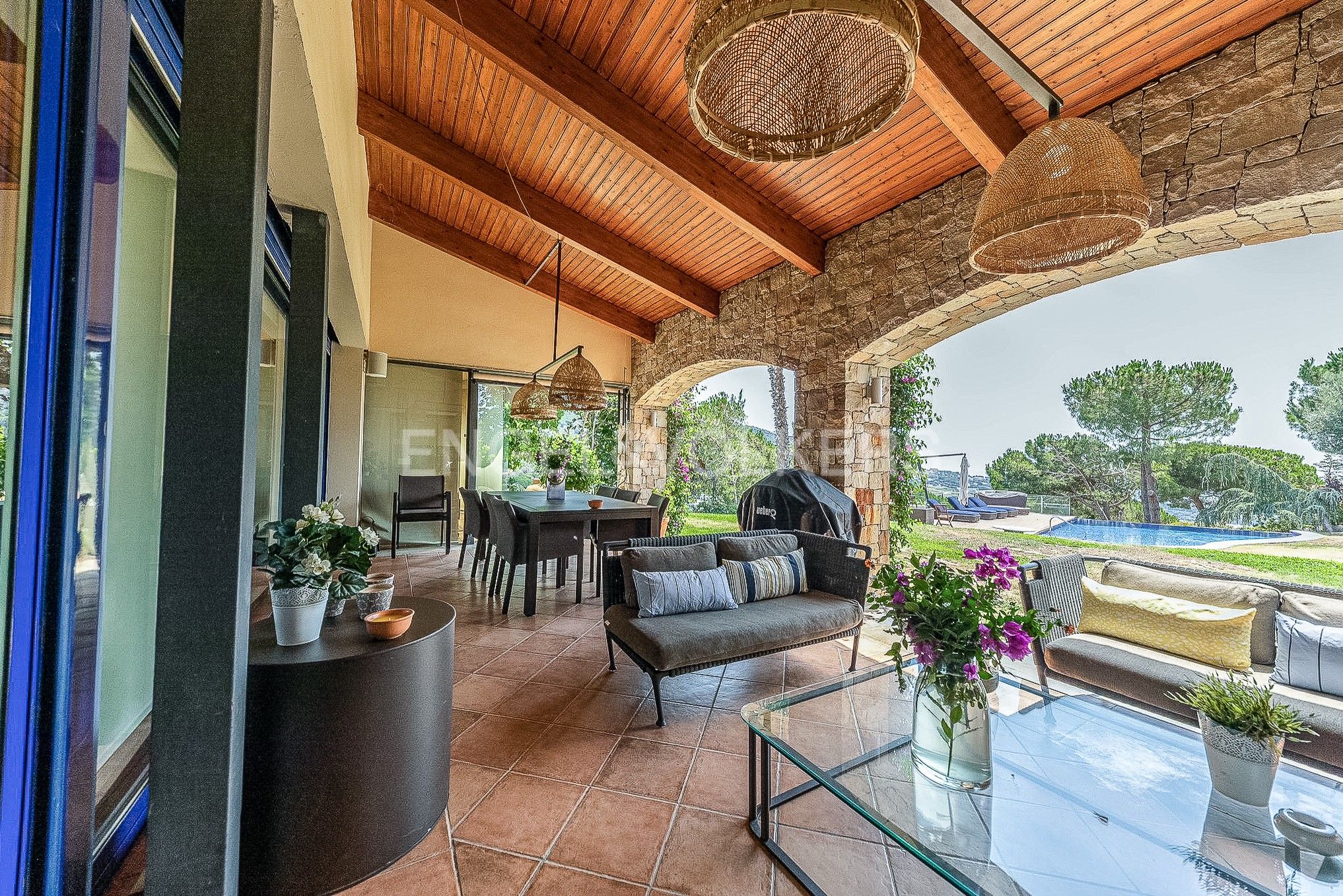 Terrassa de Casa o xalet en venda en Teià amb Calefacció, Jardí privat i Piscina
