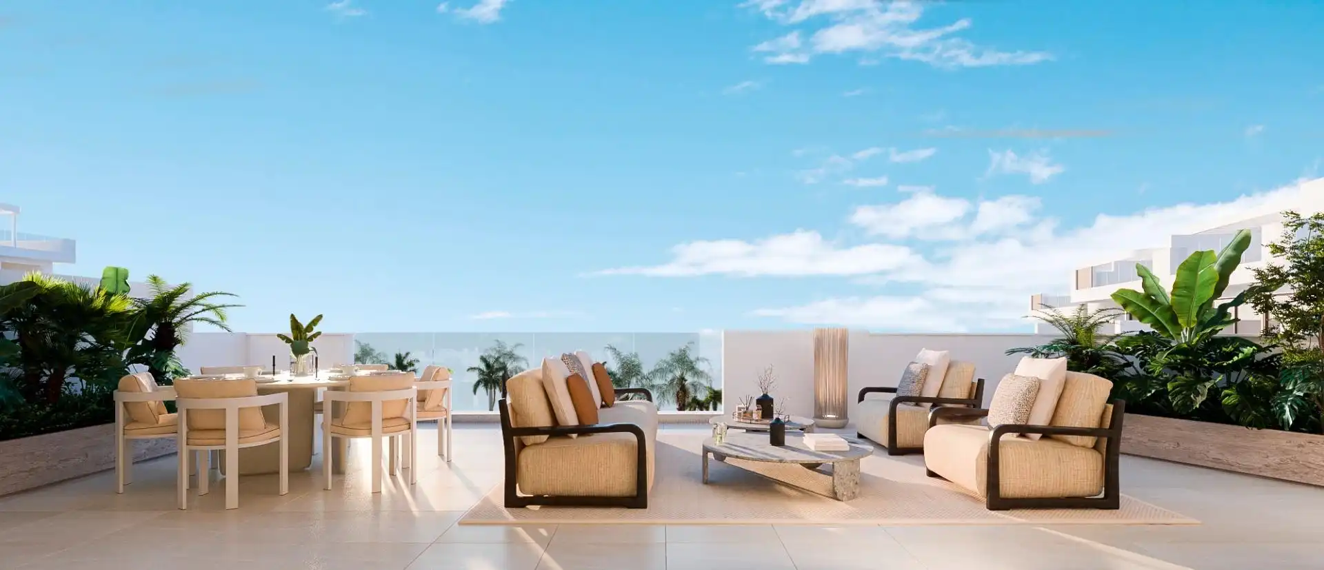 Terrasse von Dachboden zum Verkauf in Estepona mit Klimaanlage, Privatgarten und Terrasse