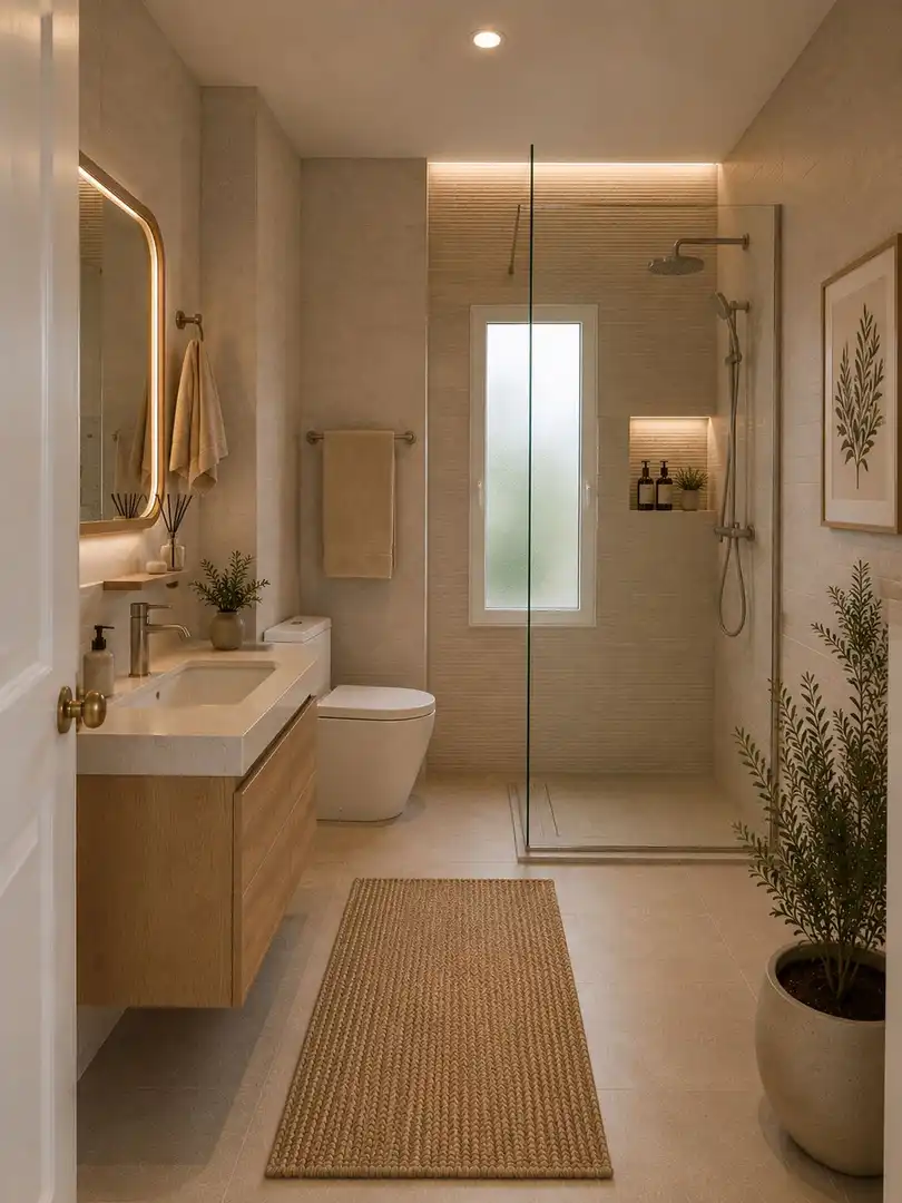 Badezimmer von Einfamilien-Reihenhaus zur Miete in L'Alfàs del Pi mit Klimaanlage, Privatgarten und Terrasse