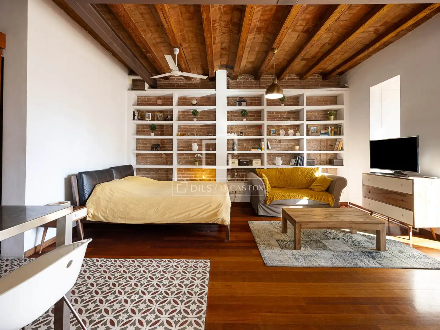 Sala de estar de Piso de alquiler en Barcelona con Aire acondicionado, Parquet y Amueblado