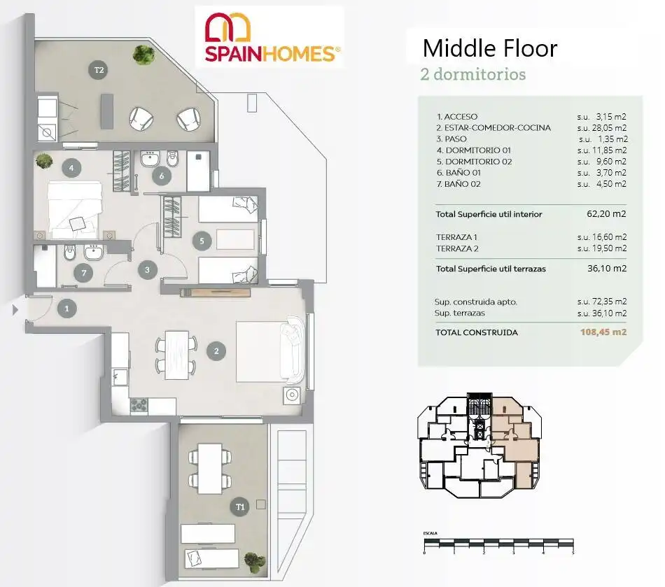 Apartment with terrace for sale in Marisol Park - Ortembach - Los Almendros, imagen 12