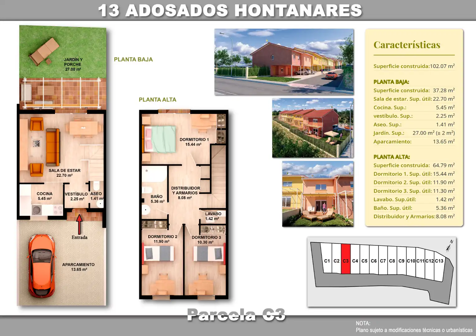 Casa adosada en venta en Hontanares de Eresma con Calefacción y Jardín privado