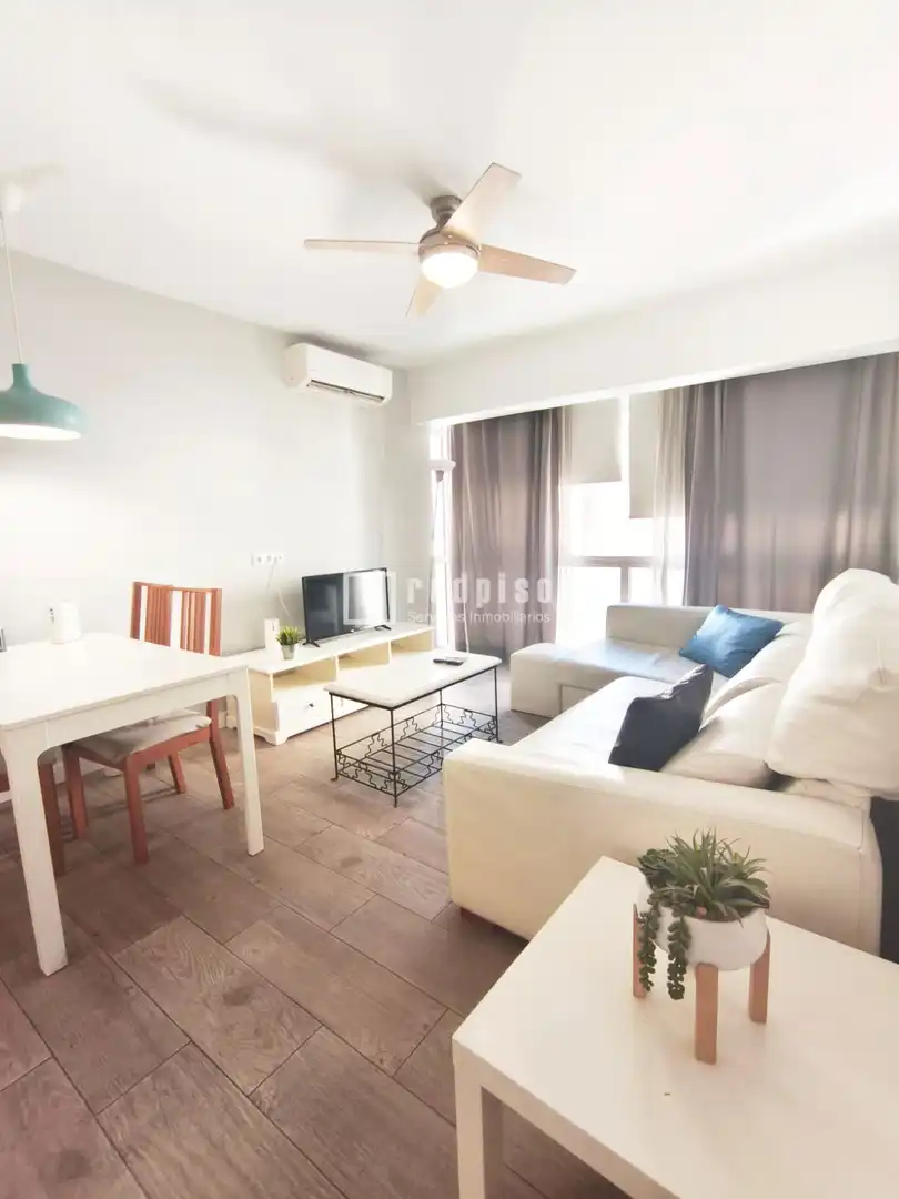 Wohnzimmer von Wohnung zur Miete in Málaga mit Klimaanlage und Parkett