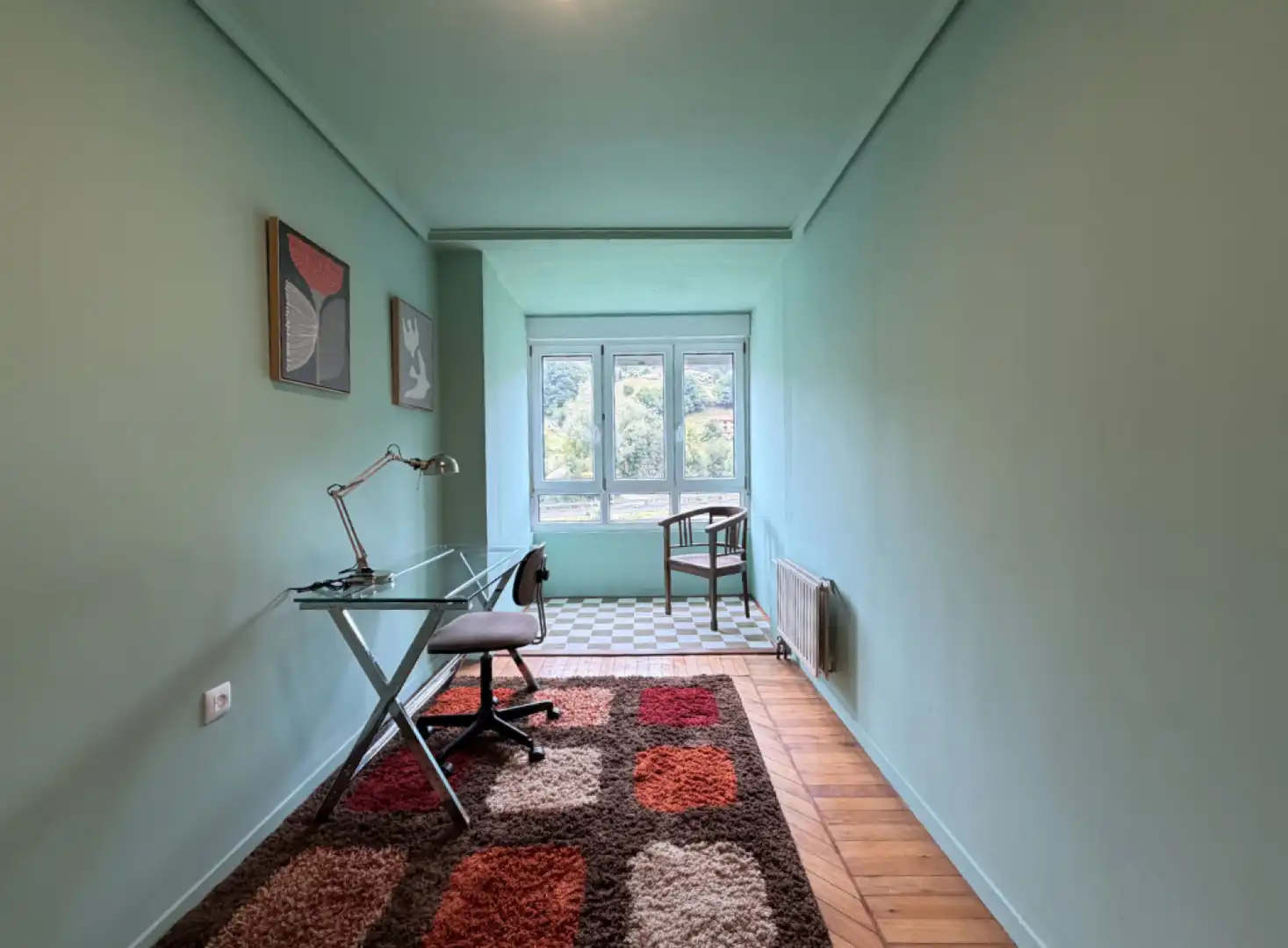 Schlafzimmer von Wohnung zur Miete in Los Corrales de Buelna  mit Heizung, Privatgarten und Parkett