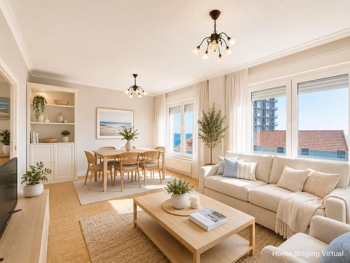 Sala de estar de Piso en venta en Vilanova de Arousa con Calefacción, Terraza y Amueblado