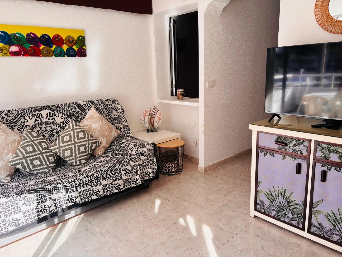 Sala de estar de Apartamento de alquiler en Calpe / Calp con Aire acondicionado, Lavadora y Microondas