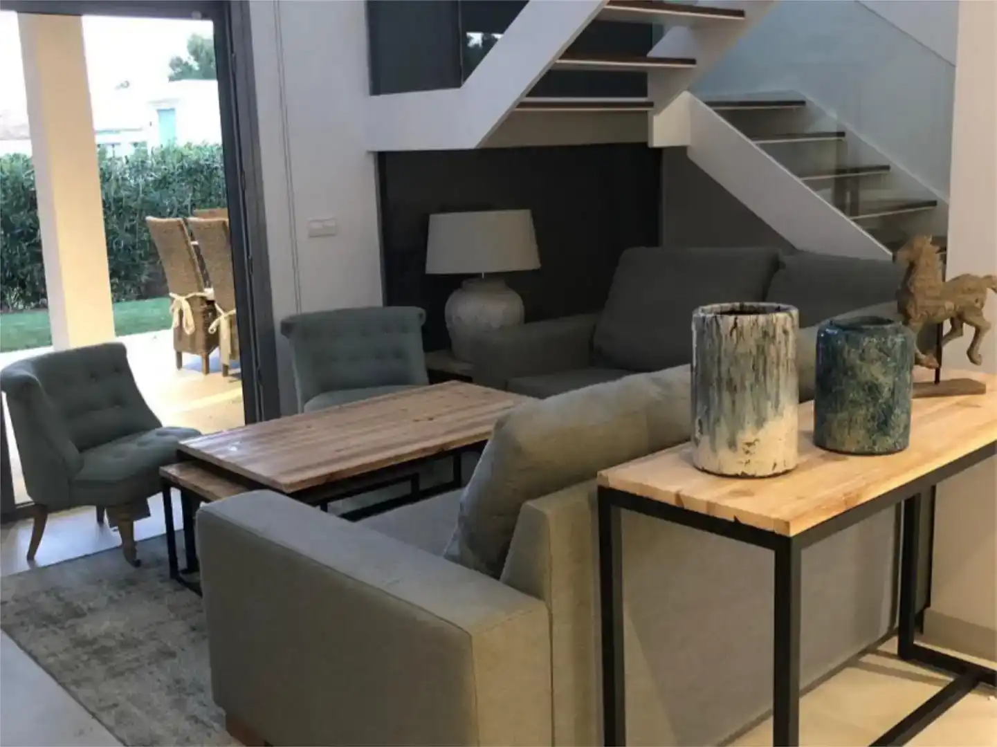 Sala de estar de Casa o chalet de alquiler en Es Mercadal con Aire acondicionado, Jardín privado y Piscina