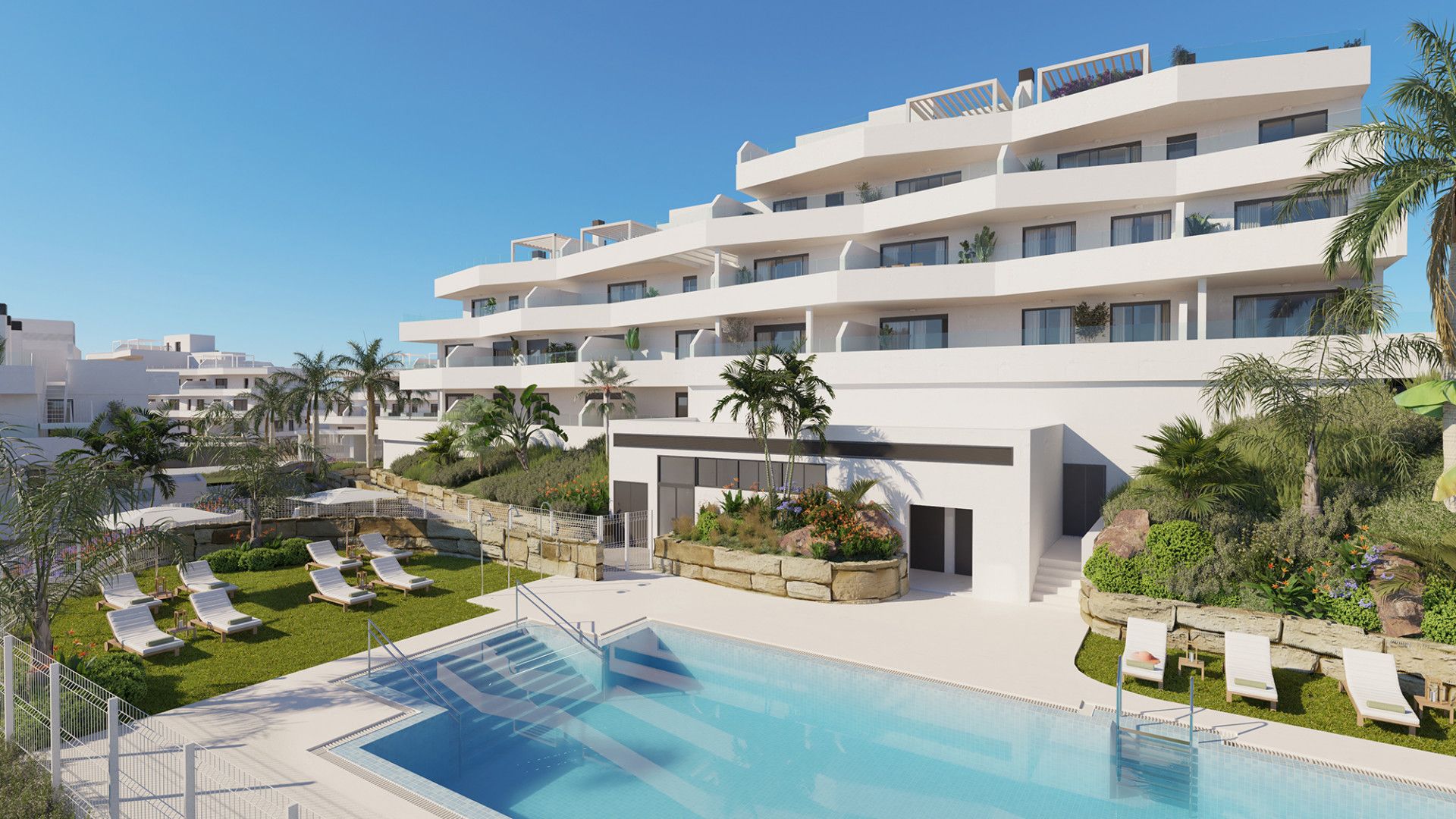 Vista exterior de Apartament en venda en Estepona amb Terrassa, Piscina i Piscina comunitària