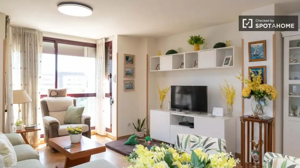 Living room of Flat for rent in Madrid  with Air Conditioner, Heating and Furnished