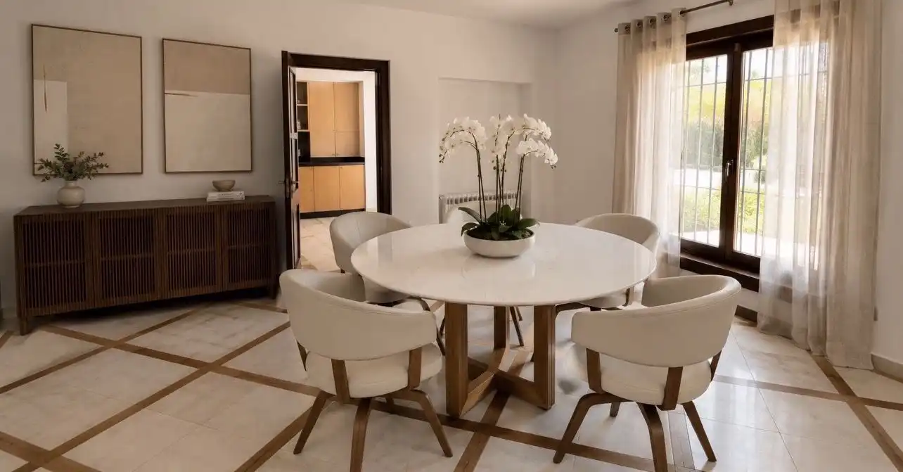 Dining room of Houses for rent in Estepona  with Air Conditioner, Heating and Private garden