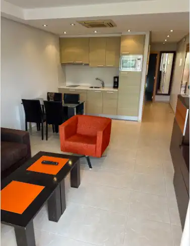 Sala d'estar de Apartament de lloguer en Benitachell / El Poble Nou de Benitatxell amb Aire condicionat, Terrassa i Moblat