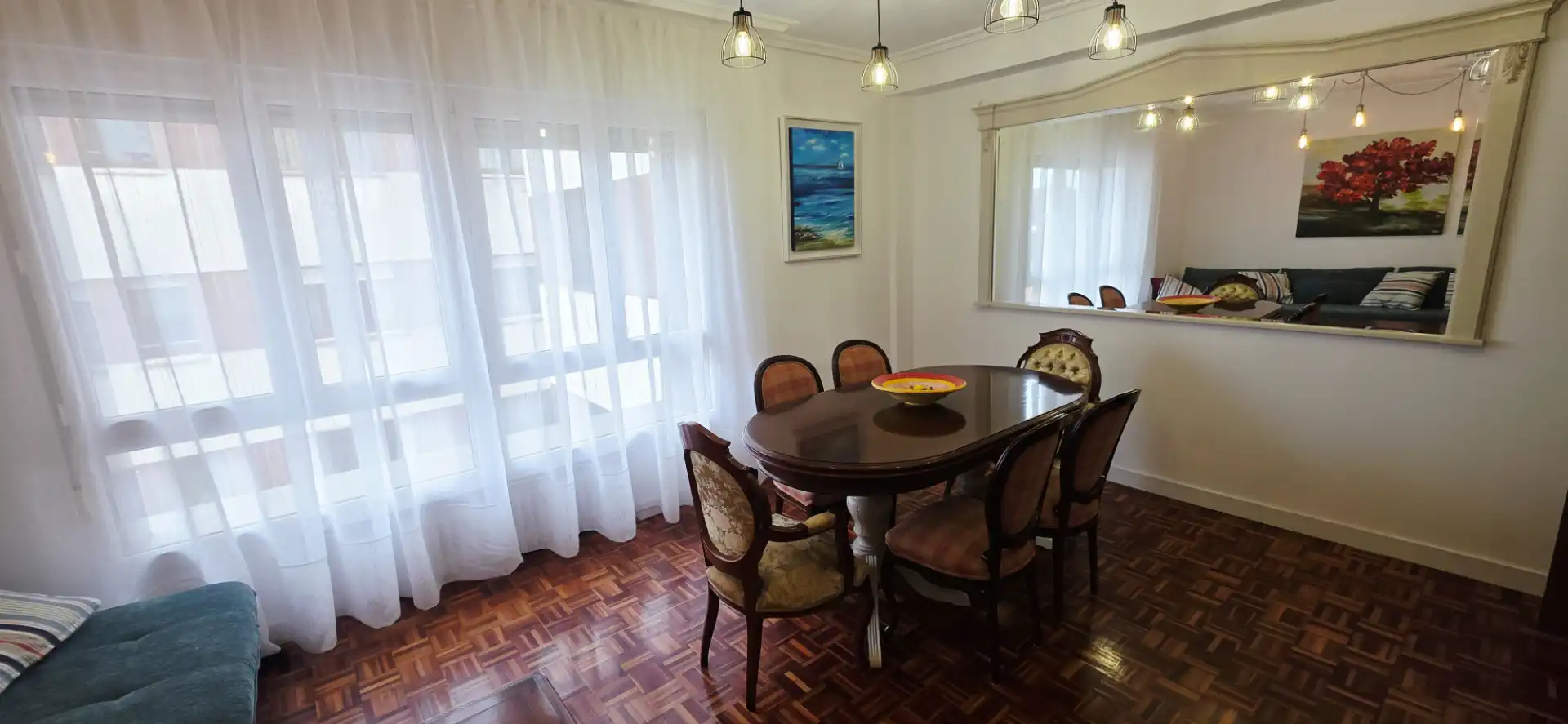 Dining room of Flat for rent in Gijón   with Heating, Parquet flooring and Furnished