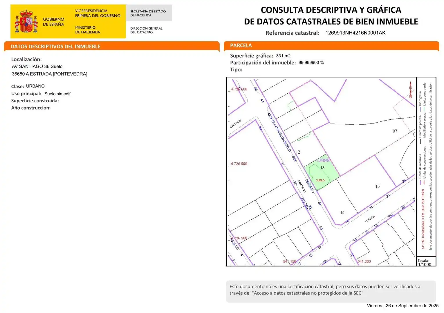Residential land for sale in Avenida de Santiago 36B, imagen 8
