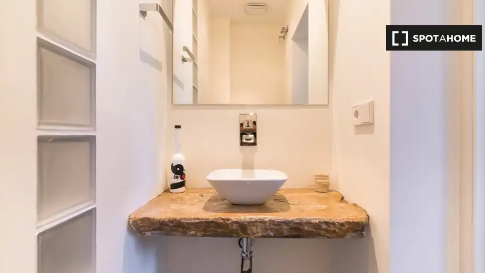 Baño de Estudio para compartir en Madrid con Aire acondicionado, Terraza y Amueblado