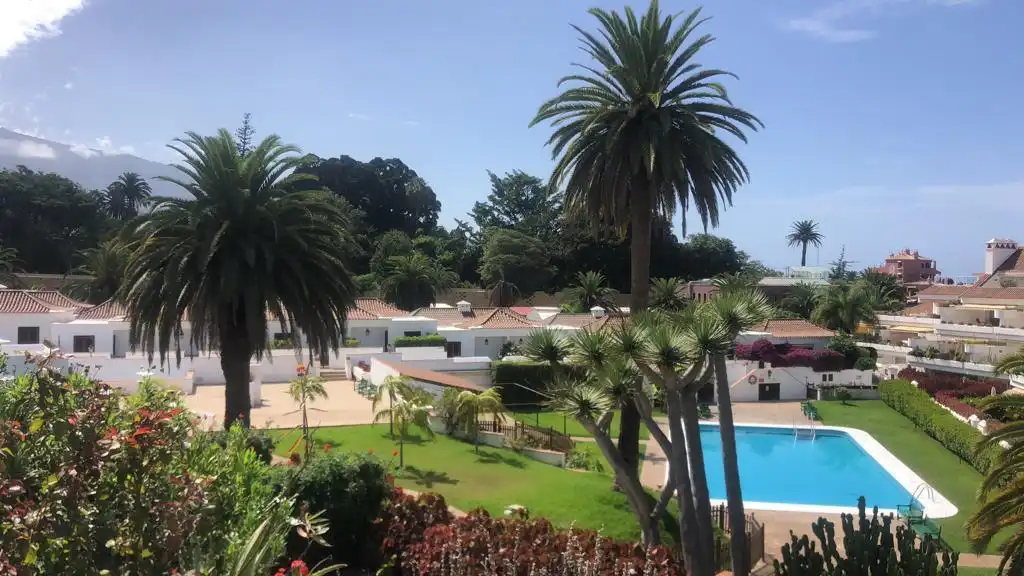 Außenansicht von Dachboden zur Miete in Puerto de la Cruz mit Klimaanlage, Privatgarten und Terrasse