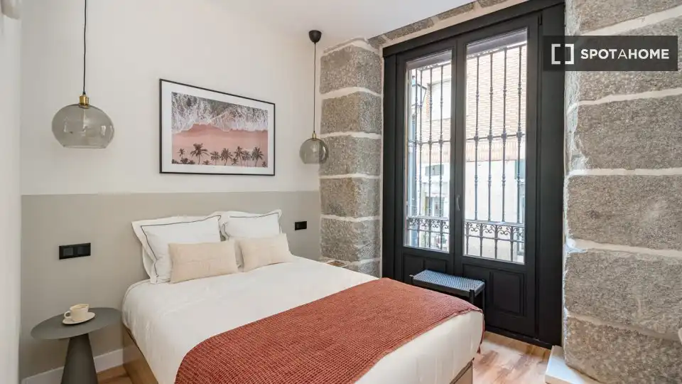 Bedroom of Study for share in Madrid  with Air Conditioner, Heating and Terrace