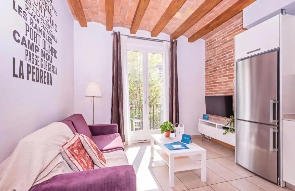 Sala d'estar de Apartament de lloguer en Barcelona amb Aire condicionat, Moblat i Forn