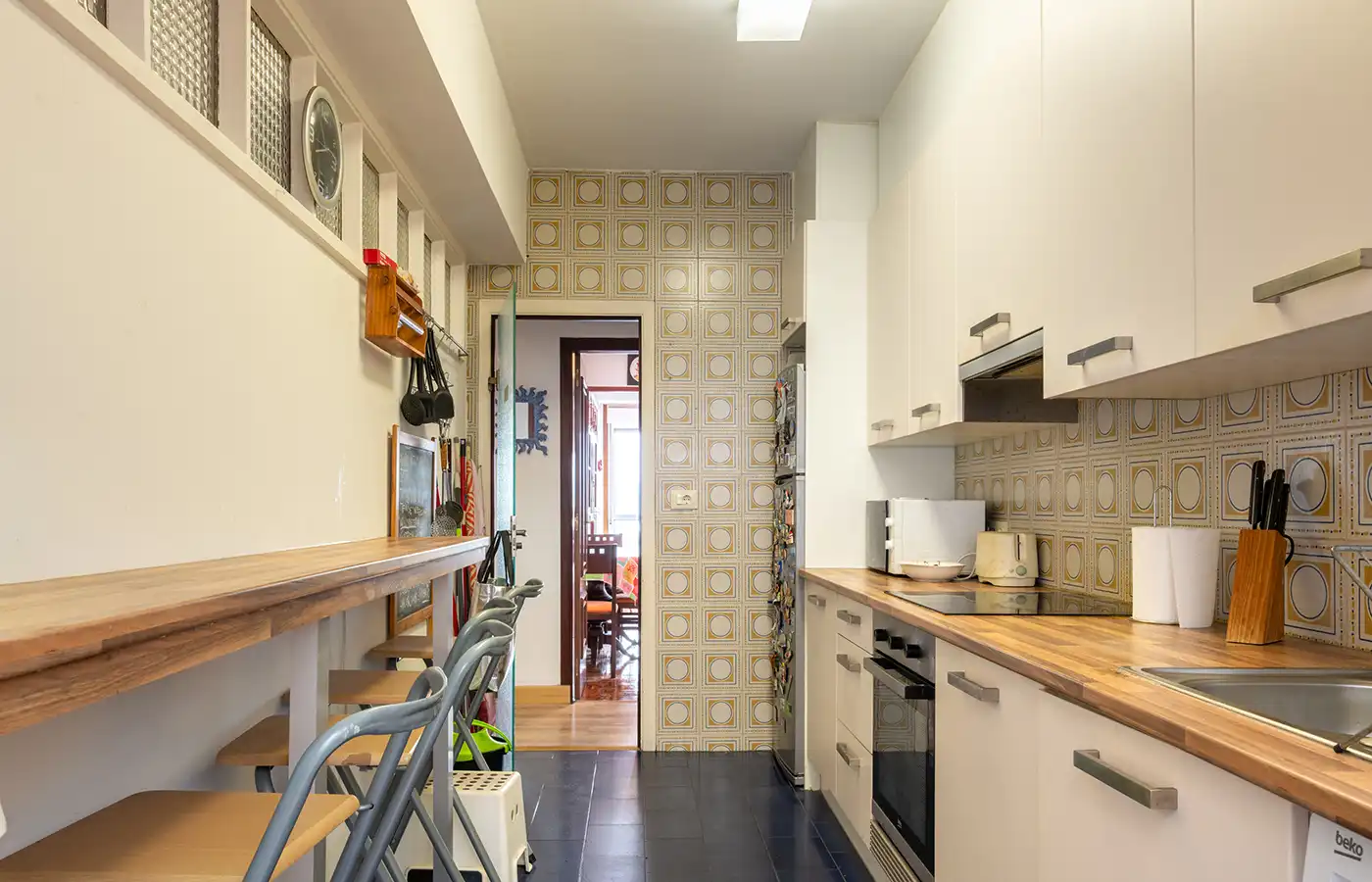 Küche von Wohnung zum Verkauf in A Coruña Capital  mit Parkett, Möbliert und Ofen