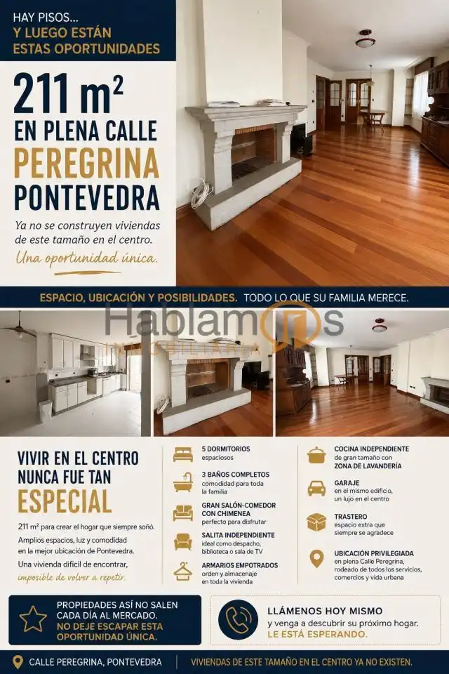 Sala de estar de Piso en venta en Pontevedra Capital  con Calefacción, Parquet y Trastero