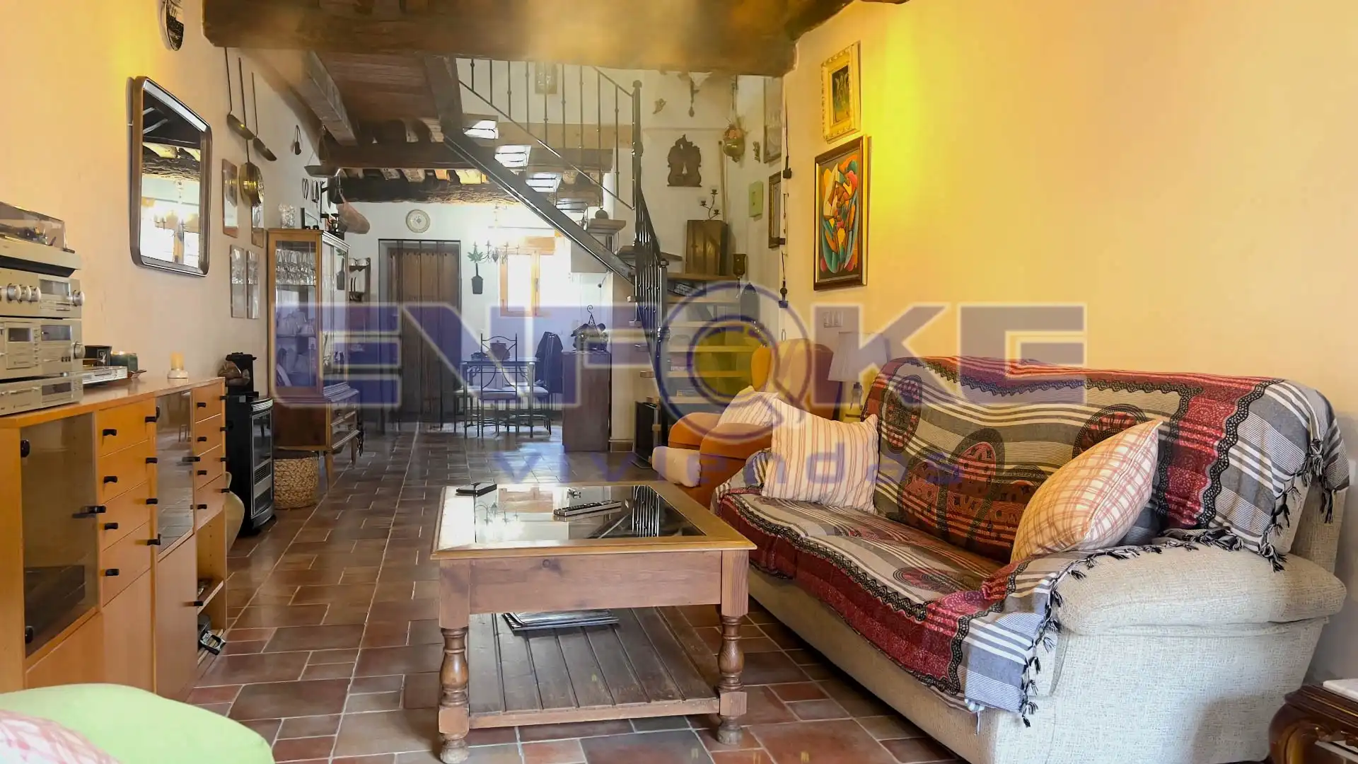 Wohnzimmer von Einfamilien-Reihenhaus zum Verkauf in Moratilla de los Meleros mit Heizung, Parkett und Möbliert