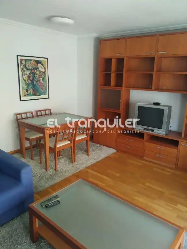 Wohnzimmer von Wohnung zur Miete in Madrid mit Parkett, Schwimmbad und Möbliert