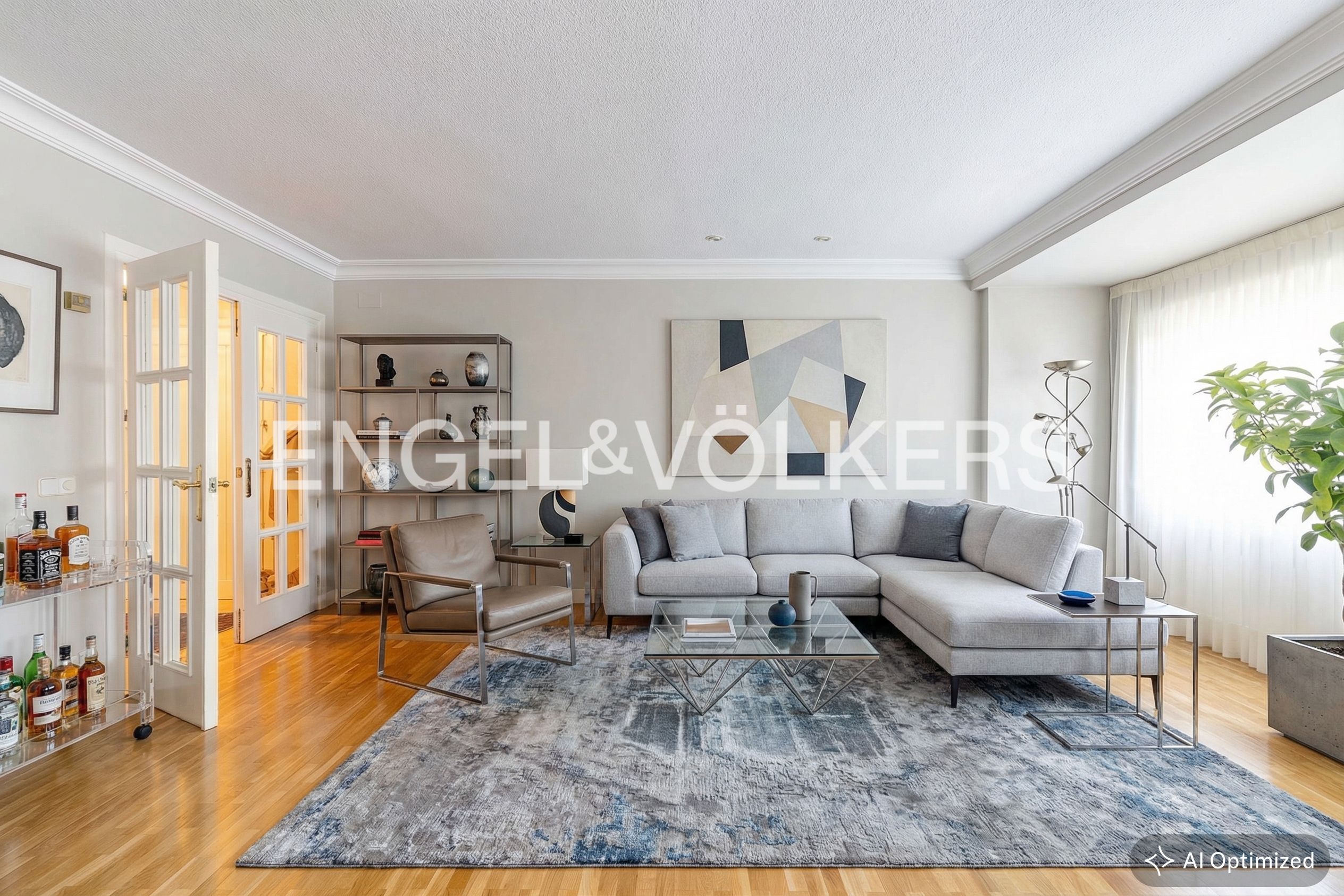 Living room of Flat for sale in  Madrid Capital  with Heating, Private garden and Parquet flooring