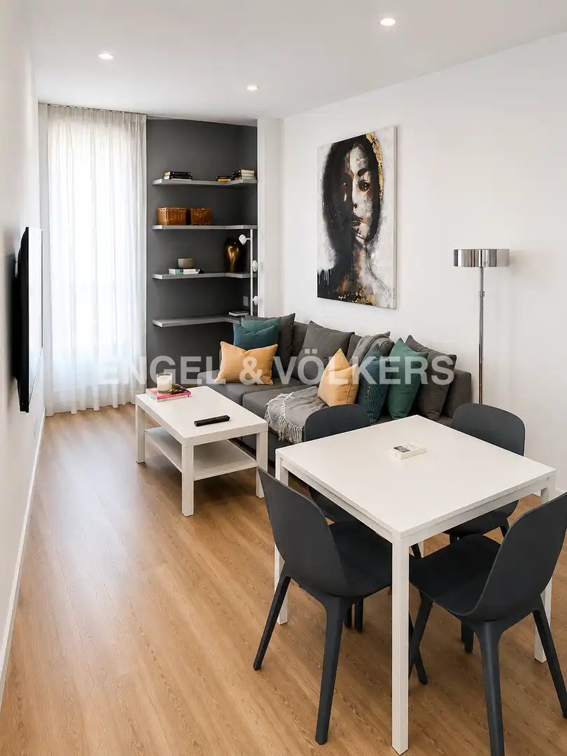 Sala de estar de Ático de alquiler en Barcelona con Aire acondicionado, Calefacción y Parquet