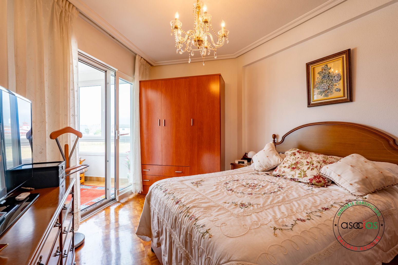 Bedroom of Flat for sale in Gijón   with Heating, Parquet flooring and Terrace