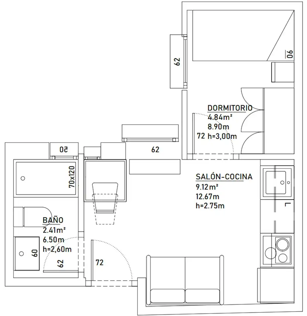 Wohnung zur Miete in Madrid mit Heizung, Möbliert und Waschmaschine