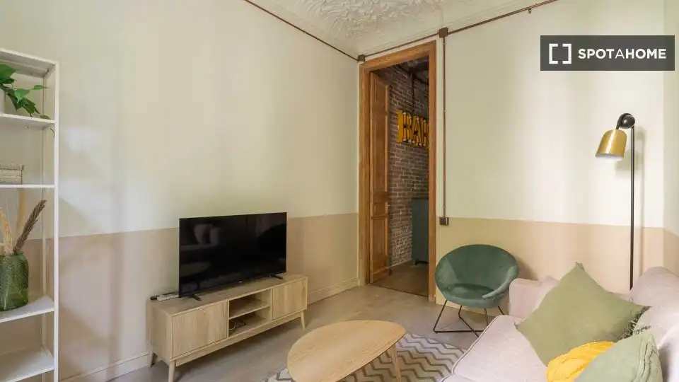 Living room of Flat for rent in Barcelona  with Air Conditioner, Heating and Furnished