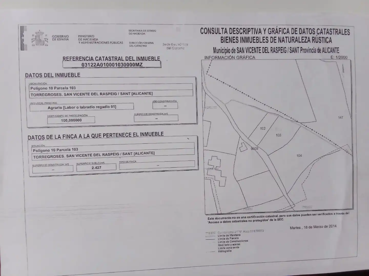 Rural land for sale in Partida Boquerones Polígono B 10, imagen 9