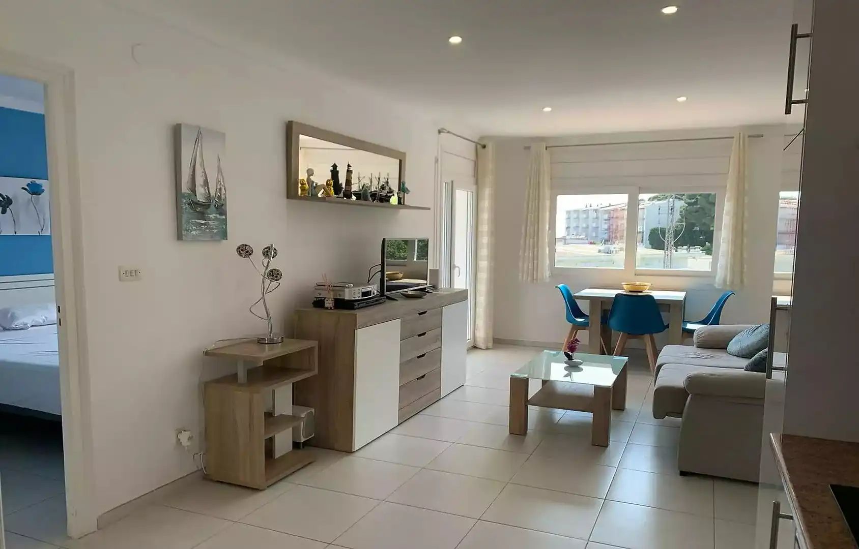 Wohnzimmer von Wohnung zum Verkauf in Roses mit Klimaanlage, Heizung und Terrasse
