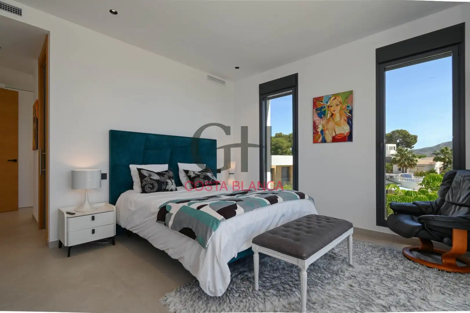 Schlafzimmer von Haus oder Chalet zum Verkauf in Moraira mit Klimaanlage, Heizung und Privatgarten