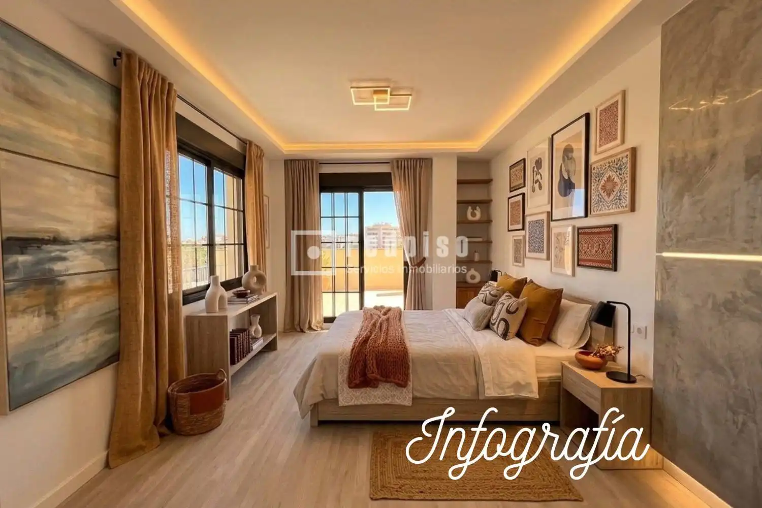 Schlafzimmer von Wohnung zum Verkauf in Benalmádena mit Klimaanlage, Heizung und Privatgarten