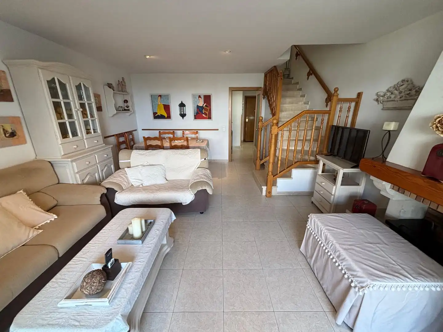 Sala de estar de Casa adosada en venta en Vandellòs i l'Hospitalet de l'Infant con Aire acondicionado, Jardín privado y Terraza