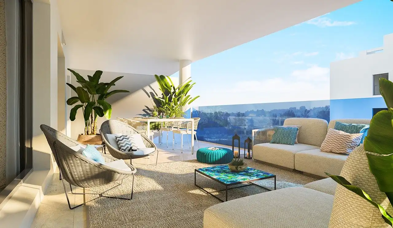 Terrasse von Wohnungen zum Verkauf in Mijas mit Privatgarten, Terrasse und Abstellraum