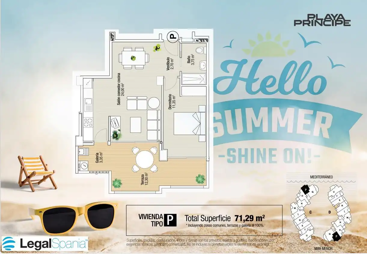 Apartamento en venta en La Manga del Mar Menor con Jardín privado, Terraza y Piscina