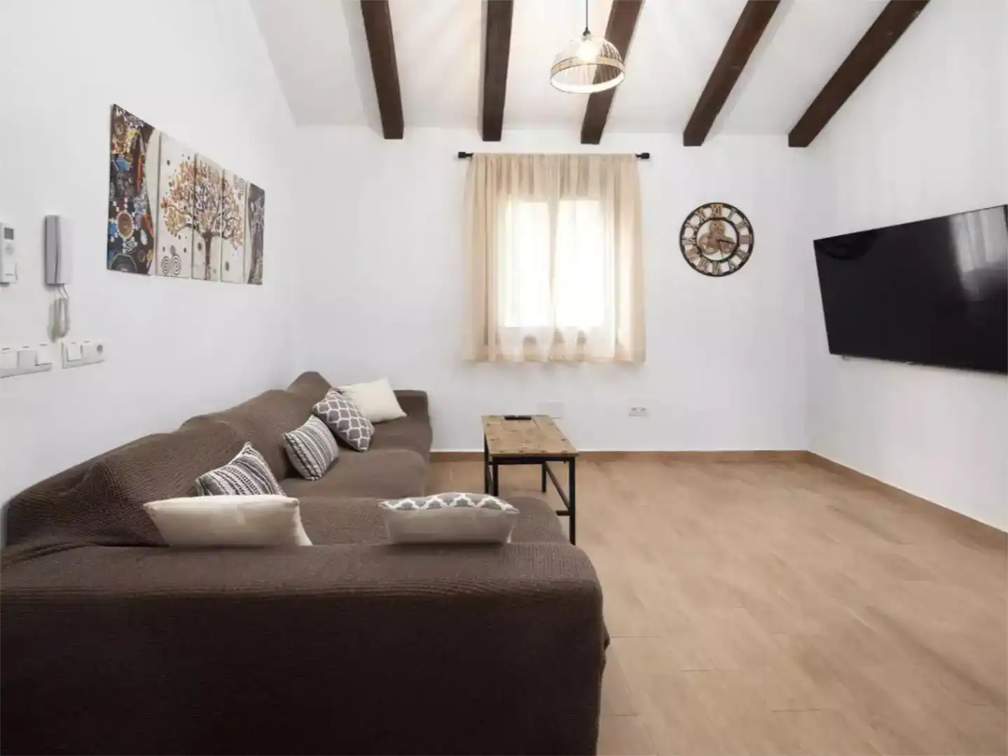 Wohnzimmer von Wohnung zur Miete in Cútar mit Klimaanlage, Privatgarten und Schwimmbad