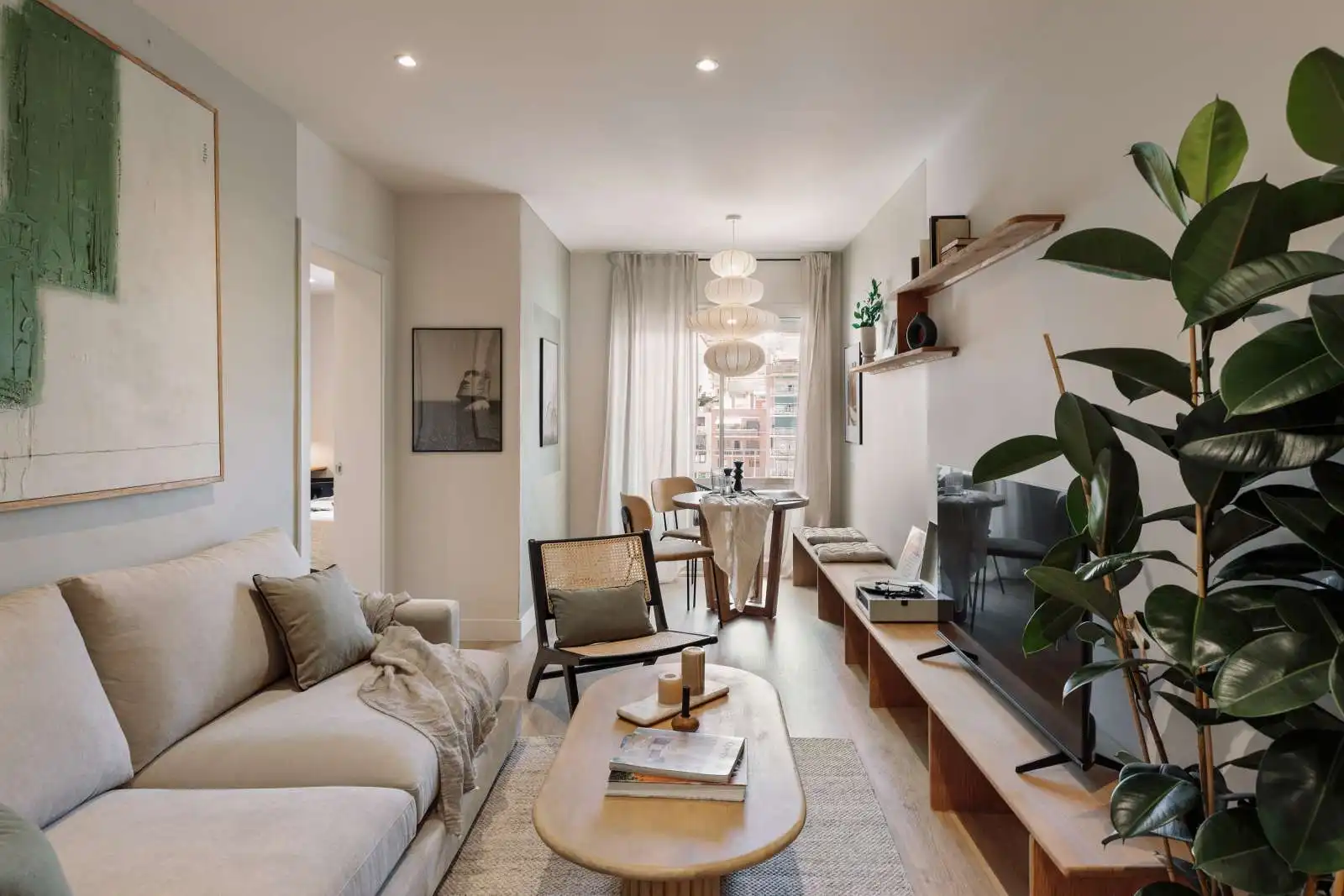 Sala de estar de Apartamento para compartir en Barcelona con Aire acondicionado, Terraza y Amueblado