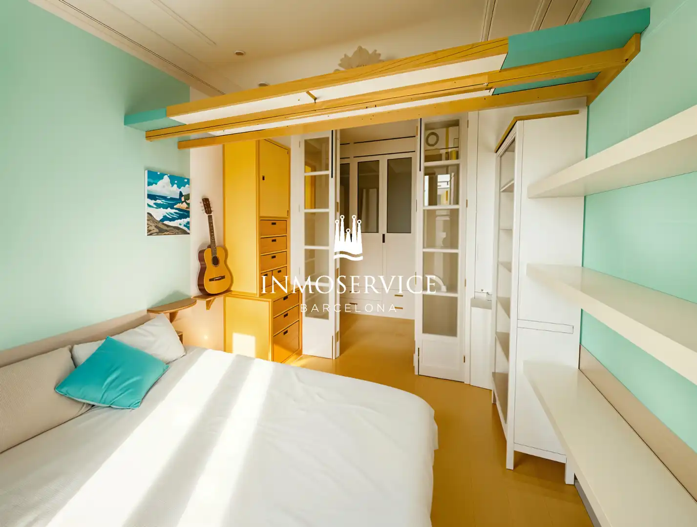 Schlafzimmer von Wohnung zum Verkauf in Barcelona mit Heizung, Parkett und Abstellraum