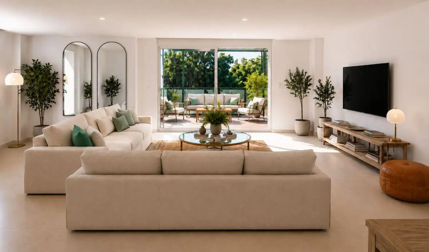 Wohnzimmer von Wohnungen zur Miete in Sotogrande mit Klimaanlage, Heizung und Terrasse