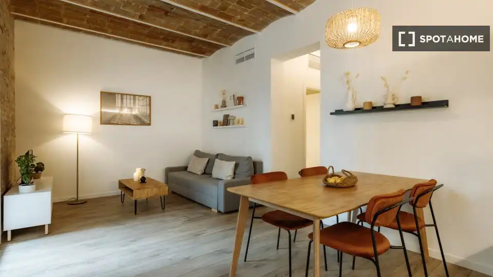 Sala de estar de Piso de alquiler en Barcelona con Aire acondicionado, Calefacción y Amueblado